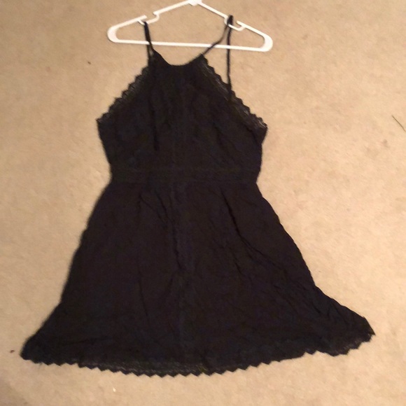 Bohme halter neck dress with lace trim black large NWT - Picture 6 of 11